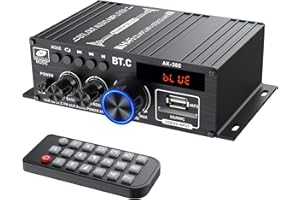 LiNKFOR Bluetooth Amplifier - 40W+40W Audio Stereo Amplifier with Bluetooth 5.0 for Speakers, Bass & Treble Control, LCD Display, Remote, AUX RCA USB SD Input, for Home, Car & Karaoke Use