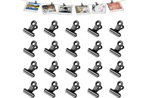 Molain Lot de 20 pince Bulldog noires de 22 mm en métal pour emballages alimentaires