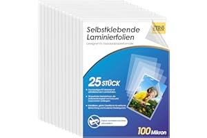 ‎KTRIO KTRIO Laminierfolien A4, Selbstklebende Laminierfolie, Kaltlaminierfolie, Laminieren ohne Gerät, 25 Stück Transparent Kaltlaminierfolie für Bastelarbeiten, Fotos, Speisekarten usw, 220 mm x 310 mm