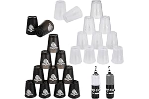 yeesport 24 Pcs Sport Stacking Cups, Speed Training Game for Challenge Competition, Plastic Stacking Cups, Classic Family Game for Kids and Adults, Black+White
