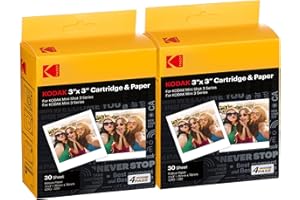 KODAK ICRG360 – Cartucho y papel fotográfico para 60 fotos (7,6 x 7,6 cm) – Compatible con KODAK Mini Shot C300, C300R, MS300, P300R