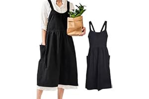 Small snail Schürzen Damen Weich Baumwolle Küche Kochen Schürze mit Taschen Japanischer Stil Kreuz Zurück Kochschürze Literatur Kunst Baggy Casual Latzschürze für Gartenarbeit Blumenladen