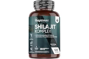 ‎WEIGHTWORLD Himalaya Shilajit (Mumijo) Komplex 18.210 mg - 120 vegane Kapseln für 4 Monate - Mit Bio Ashwagandha, Bio Kurkuma, Lions Mane Pilz & Schwarzer Pfeffer - Shilajit Kapseln Extrakt (40:1) - WeightWorld