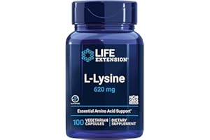‎LIFE EXTENSION Life Extension, L-Lysine, 100 vegane Kapseln, 620mg L-Lysin je Dosis, Glutenfrei, Sojafrei, GMO frei, Geschmacksneutral