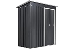 Outsunny Casetta da Giardino Porta Utensili in Lamiera di Acciaio, Capanno da Giardino in Acciaio con Porte Scorrevoli, 163x89x182cm, Nero