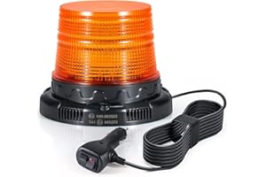 AnTom Gyrophare LED 12V 24V Jaune avec Fonction d'Alerte Vocale, Lumière d'Avertissement, Câble de 3 Mètres et Double Interrupteur pour Camion, Tracteur, SUV, Voiture de Golf, Véhicules d'Urgence