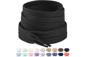 Stepace 2 Paires Lacets Plats Premium 100% Coton - Épaisseur 8 mm - Lacets Chaussures de Remplacement pour Baskets Sneakers
