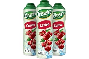 THE SIROP SHOP Teisseire Sirop de Cerise pour Boisson Rafraîchissante, Cocktails, Bidon Recyclable 3x60cl