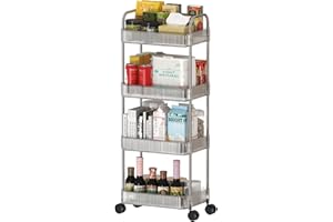 LANTUS Chariot de Rangement à roulettes à 3 Niveaux en Acrylique Transparent pour Salle de Bain, buanderie, étagère Mobile, Multifonction pour Bureau, salon-40x28,5x95cm (Blanc)