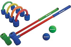 Schildkröt Schildkröt-970305 Soft Set, Jeu Complet de Croquet avec 2 Maillets, 4 Arceaux Autoportants et 2 Balles, en Mousse Souple, pour Intérieur et Extérieur, 2 Joueurs, 970305