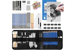 Crayons de Dessin Professionnels,JOTOL Crayon Dessin Professionnel Kit,Crayons Fusain, Outils et Gomme, Carnet à Dessin,Crayons Art Supplies Kit Dessin pour Artistes, Ėtudiants, Débutants