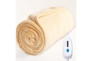 JET'S HOME Heizdecke mit Abschaltautomatik 130 x 180cm-Elektrische Wärmedecke Bett 4 Heizstufen Up-to-8 Stunden Auto-Off-Timer Überhitzungsschutz, Kuscheldeckefür Home & Office Waschbar-gelb