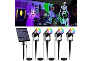 CORESLUX Spot Solaire Exterieur, IP65 Lampe Solaire Exterieur Jardin Decorative Lampe Solaire Exterieur Puissante Multicolore pour Arrarbres, Jardin, Chemins, Pelouses, Terrasses (4 Lumières)