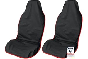 LIONSTRONG® Protector de Asiento Delantero Universal Compatible [Resistente al Agua] – Fundas para Asientos Delanteros – Fundas de Asiento de Coche - Poliéster Rojo 2 Piezas