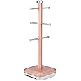 Tower T826016R Kitchen Tree, Glitz Range, 6 Cups Mug Stand, Steel, Blush Pink, One Size