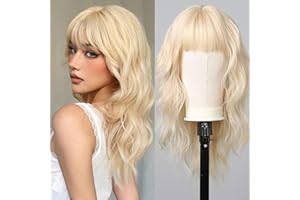 ‎TESTAR testar Blonde PerÜCken FÜR Frauen Platin PerÜCken Schulterlange Wasserwellen PerÜCke Mit Pony Haarersatz Realistische NatÜRlich Aussehende Synthetische Lockige PerÜCken FÜR Den Täglichen Gebrauch