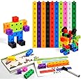 HOTUT 100 Pcs Math Cubes, 10 Colours, Manipulatives Number Counting Blocks with 18 Activity Snap, Math Construction Toy & Gift for Early Years, 6+ Years