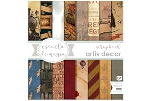 ARTIS DECOR COLECCIÓN PAPEL SCRAP"ESCUELA DE MAGIA" 8 HOJAS
