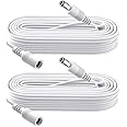 2-Pack 3m DC Power Extension Cable, Plug 5.5mm x 2.1mm, Male to Female, DC 5V 6V 9V 12V 24V for Security Cameras,DVR,Router,Printer,LED Strip, White