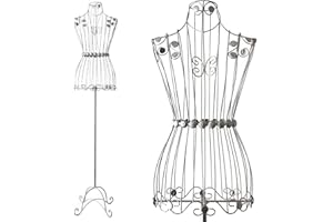 PrimoLiving maniquí de modista de Metal Bella Donna en Aspecto Plateado - maniquí de Vestir Vintage - Ideal como maniquí de señora o Perchero - P-00656