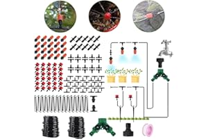 BORUIT 30M DIY Auto Drip Irrigation Kit,100FT Irrigation Pipe, Irrigation Sprinklers,Great Drip Watering System Garden Plant Watering Devices for Flower Bed, Patio, Garden Greenhouse Plants