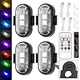 4PCS Wireless LED Strobe Lights with Remote Control, Waterproof USB Charing 8 Colors Mini LED Lights, High Brightness Anti-Collision Warning LED Lights for Car, Drone, Truck,automotive & Bike,Magnetic