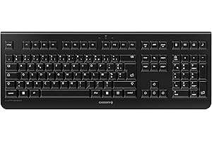 CHERRY KW 3000, Clavier sans fil avec pavé numérique, Disposition française (AZERTY) Connexion radio 2,4 GHz, Touches silencieuses, Design plat, Alimenté par batterie, Noir