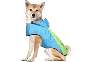 iTayga Imperméable Imperméable pour Chien, Imperméable pour Chien avec Capuche et Réflecteur, Jouer, Voyager pour Petits/Moyens/Grands Chiens (Bleu Clair - Vert, l)