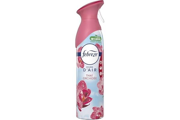 Febreze Thaï Orchidée Aérosol Désodorisant (6 Unités x 300 ml), Parfum Frais 2X Plus Durable, Élimine Les Odeurs Et Laisse Un Agréable Parfum Frais Et Léger