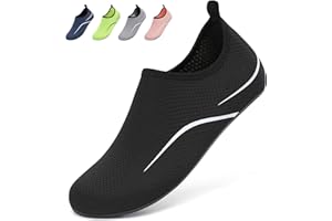 BARFULKER Buty do wody damskie męskie - buty plażowe, szybkoschnące, buty do sportów wodnych, plaże pływać surfer joga, czarny, 35 EU