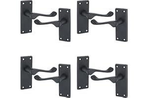 ALLEN & ALVAN A&A Scroll Lever Handle on Plate, Internal Latch Handle, Premium Aluminium & Zinc Pressure Die Cast, 4 Inches, 4 Packs