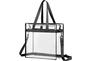 sourcing map Clear Tote Bag, PVC Waterproof Closure Crossbody Shoulder Bag with Zipper and Adjustable Strap for Stadium Events