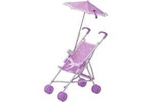 Olivia's Little World Classic Baby Doll Stroller Pushchair & Parasol Purple OL-00005