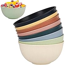 GIDWRIY 18 stuks plastic kommen, mueslikommen, kunststof set, plastic kom, compotekommen, plastic soepkommen, rijstschaal, voor kinderen, snackschalen, kleurrijk, eetkom, herbruikbaar, 6 kleuren