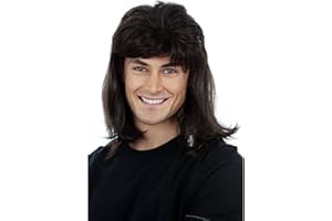 ALLAURA Waynes World Wig Wayne Campbell Hair - 80s Black Mullet Wig for Men Wayne 70s 80 Disco Costume Wigs Rocker Halloween