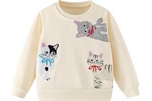 Pilipulu Sweat Enfant Fille Col Rond Sweatshirt Filles Licorne Lapin Pull Enfant Coton pour 2-8 Ans