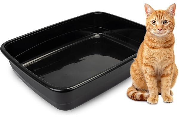 Ferplast Bac Litiere pour Chat, Maison de toilette pour Chat, Litière pour Animaux de Compagnie, avec Bords Hauts, 49,5 x 64,5 x H 14,5 cm, NIP 30 Grande Litière pour Chat, Noir