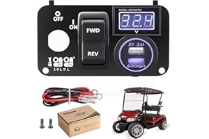 10L0L Golf Car Interruttore console pannello per EZGO TXT PDS 2003-up elettrico, interruttore di inversione avanti LED Voltmetro 12V 3.0 Fast Charger USB