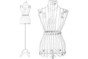 PrimoLiving metal dressmaker mannequin Bella Donna in white - vintage dress mannequin - ideal as female mannequin or clothes rack - P-11478