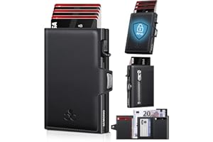 SEMORID Geldbörse Herren, Portmonee Herren mit Münzfach & RFID Schutz, Slim Wallet Pop-up Kartenetui Herrens, Geldbeutel Herrens für 9-11 Karten ID-Fenster Geldscheinfach Smart Wallet for Men (Schwarz)