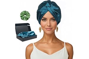 Gorsmoon Seidenhaube zum Schlafen für gesunde Haare & lange Haare | Schlafhaube Seide verhindert Frizz & Haarbruch | Silk Bonnet für Damen mit Locken & alle Haartypen (Petrol)