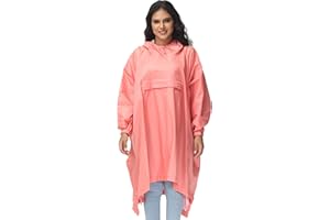 AXESQUIN Regenponcho Damen Wasserdicht Atmungsaktiv mit Reflektoren Regencape mit Kapuze Fahrradponcho für Weiblich Regen Poncho Geeignet für Fahrrad Wandern Camping-Rosa Einheitsgröße
