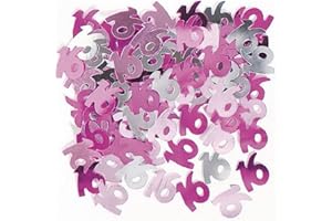SHATCHI 14g Pink & Silver 16th Birthday Confetti Foil Metallic Glitz Table Scatter Sprinkles Age Bday Party Decorations
