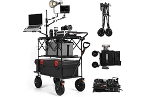 TARION Carro de Cámara para Producción de Video - Carro de Estudio Plegable con 3 Estantes y Ruedas Giratorias 360° para Creadores de Contenido Cine y TV Titanrig Cart
