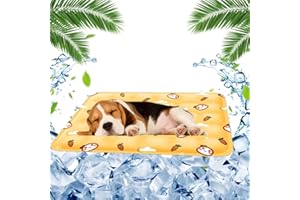 FFTANXS Dog cooling mats 40 X 50cm,Cooling mat for dogs,Cooling mat,Pet cooling mat,Non-toxic Gel,Scratch-resistant,Suitable for small dogs and cats,Cool mat perfect for hot summer day(Yellow)