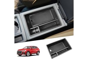 SHAOHAO Per Audi Q3 F3 /Audi Q3 sportback 2019-2025 Bracciolo Vano Portaoggetti Nella Console Centrale Vassoio Accessori Organizzatore di scatole portaoggetti audi q3 sportback（Nero）