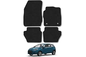 CAR MAT CO Car Mats Compatible With Ford Fiesta (2011-2017) [Mk7] Black Carpet Tailored Fit Car Floor Mats Set Accessory Custom Fit Water-Resistant Anti Slip Backing All Weather Full Coverage With Clips