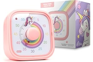 BRAINSTREAM Minuteur Visuel pour Enfants – Licorne Arc-en-ciel – Outil de Gestion du Temps pour les Devoirs – Compte à 60 Minutes – Favorise la Concentration & la Productivité - Amusant et Coloré – Bip adjustable