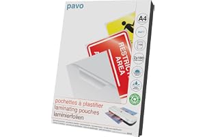 Pavo - A4 Lamineringspåse – matt finish/laminerande påsar – matt finish 2x100 mikron (200 mikron) paket med 100 ark,8005413