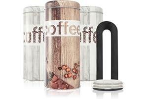 com-four® 3X boîte à dosettes de café et 1x lève-dosettes - boîte en métal pour dosettes de café - boîte décorative au Design Vintage avec Couvercle (Ensemble 4 pièces - Vintage)